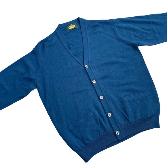 BONARDI (Italy) Stocking Stitch Wool Blend Welt Pocket Cardigan : M - Picture 2 of 5